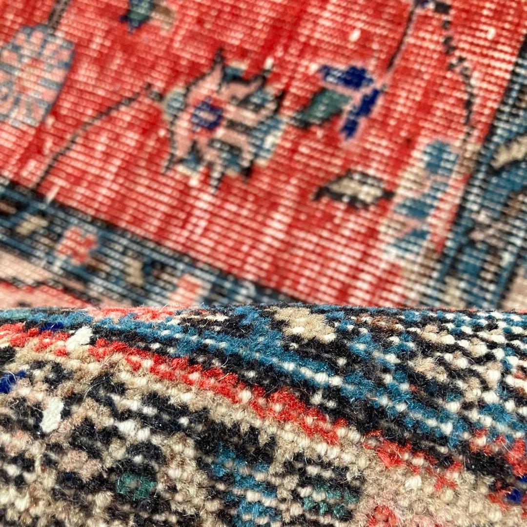 レッド53×163フローラル　ネイビー　ランナー　ロング　トルコヴィンテージラグ