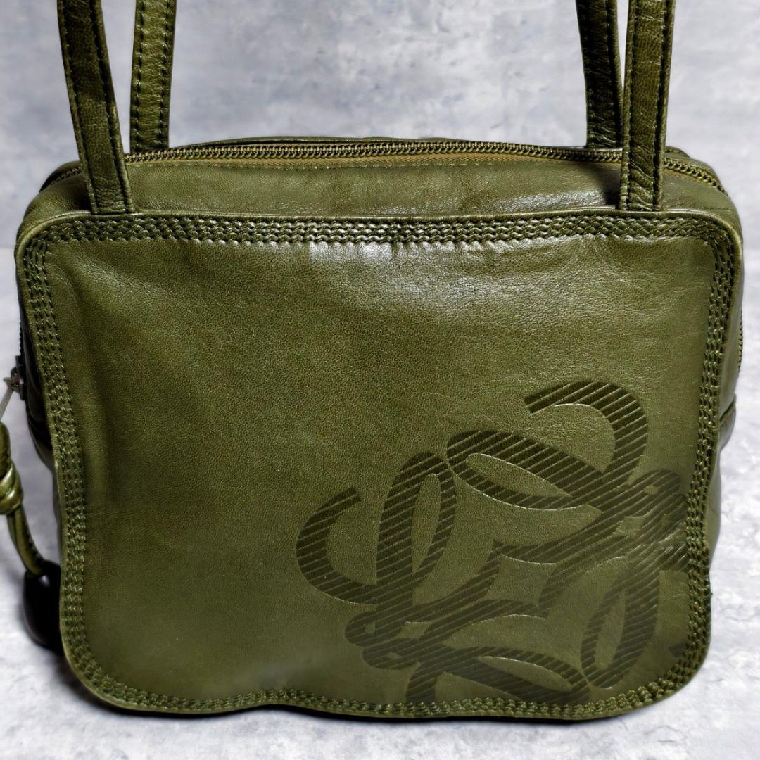 LOEWE ロエベ アナグラム ナッパレザー ショルダーポーチ カーキ
