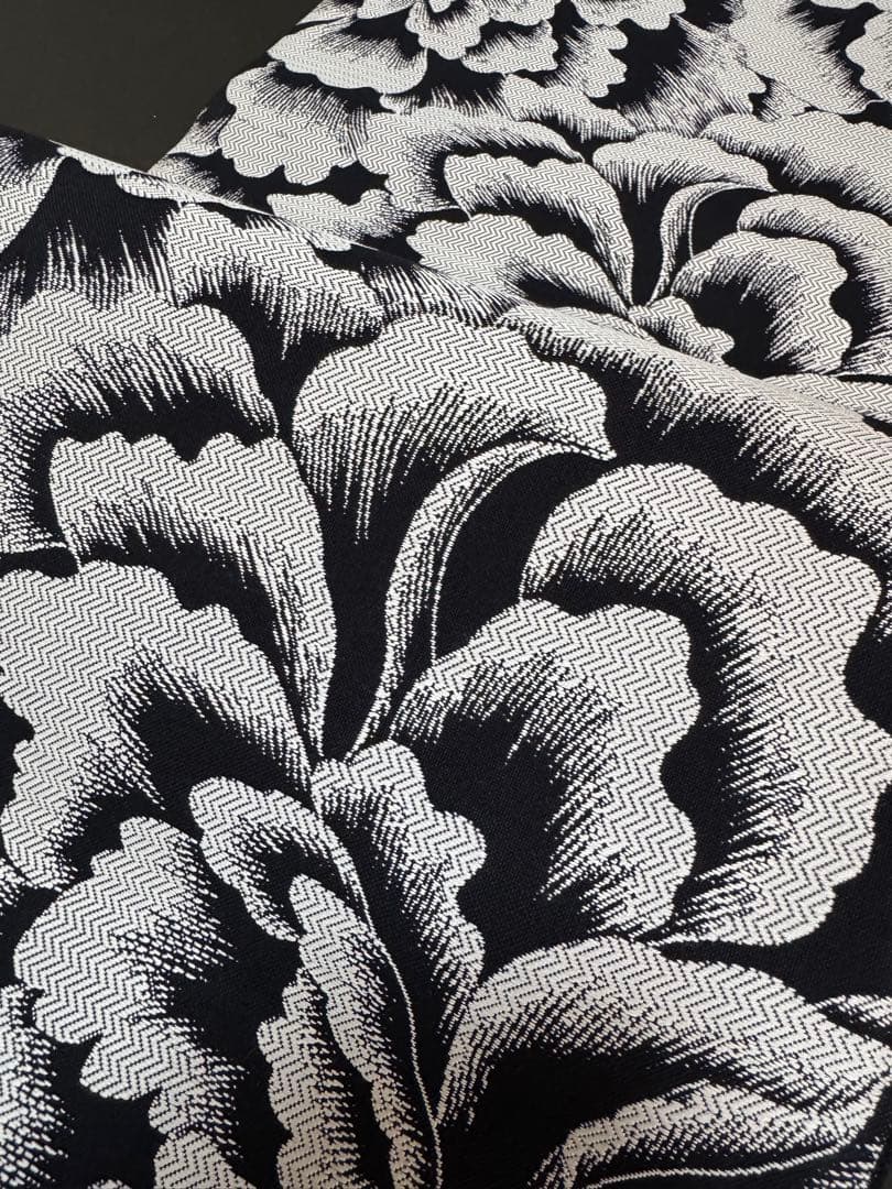 【銘品新品】京の名工認定「斉藤三才氏作」黒地「大牡丹文様」ジャガード織