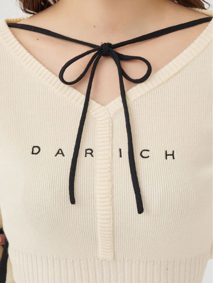 新品タグ ダーリッチ ウエストオープンリボンデザインニットミニワンピース FL