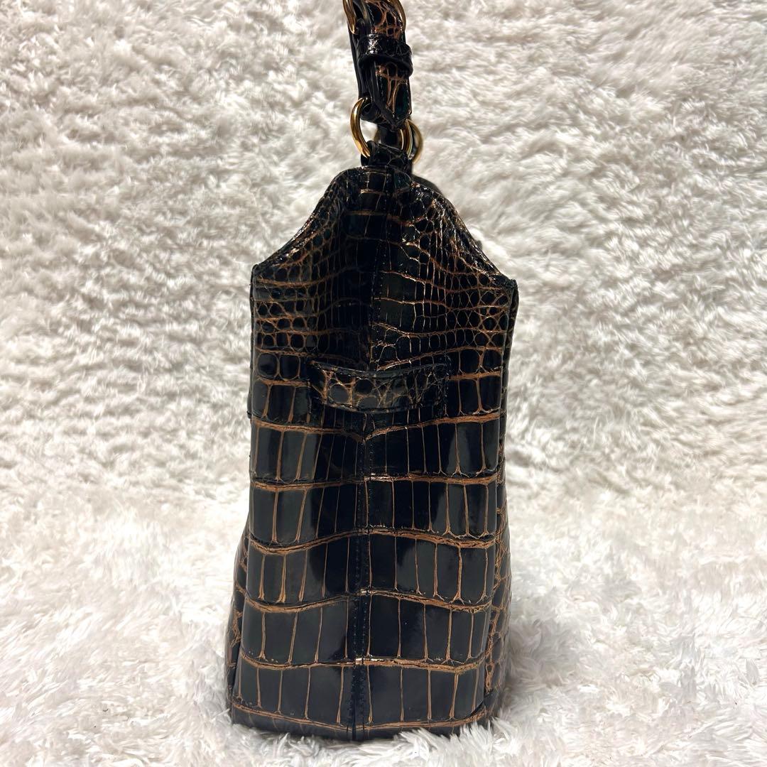 【美品】JRAタグ付 GRES リアル クロコダイル ハンドバッグ