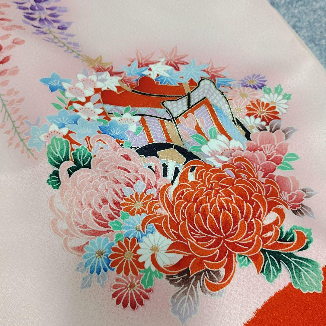 七五三 3歳 正絹 着物 被布 バッグ 草履 小物 セット 部分絞り