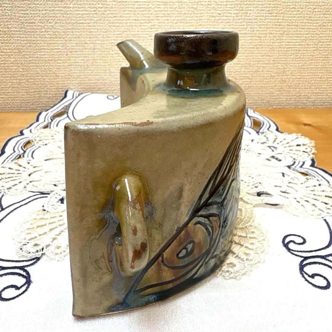 【元箱付き・1989年頃購入】壺屋焼　人間国宝　金城次郎作　魚文抱瓶