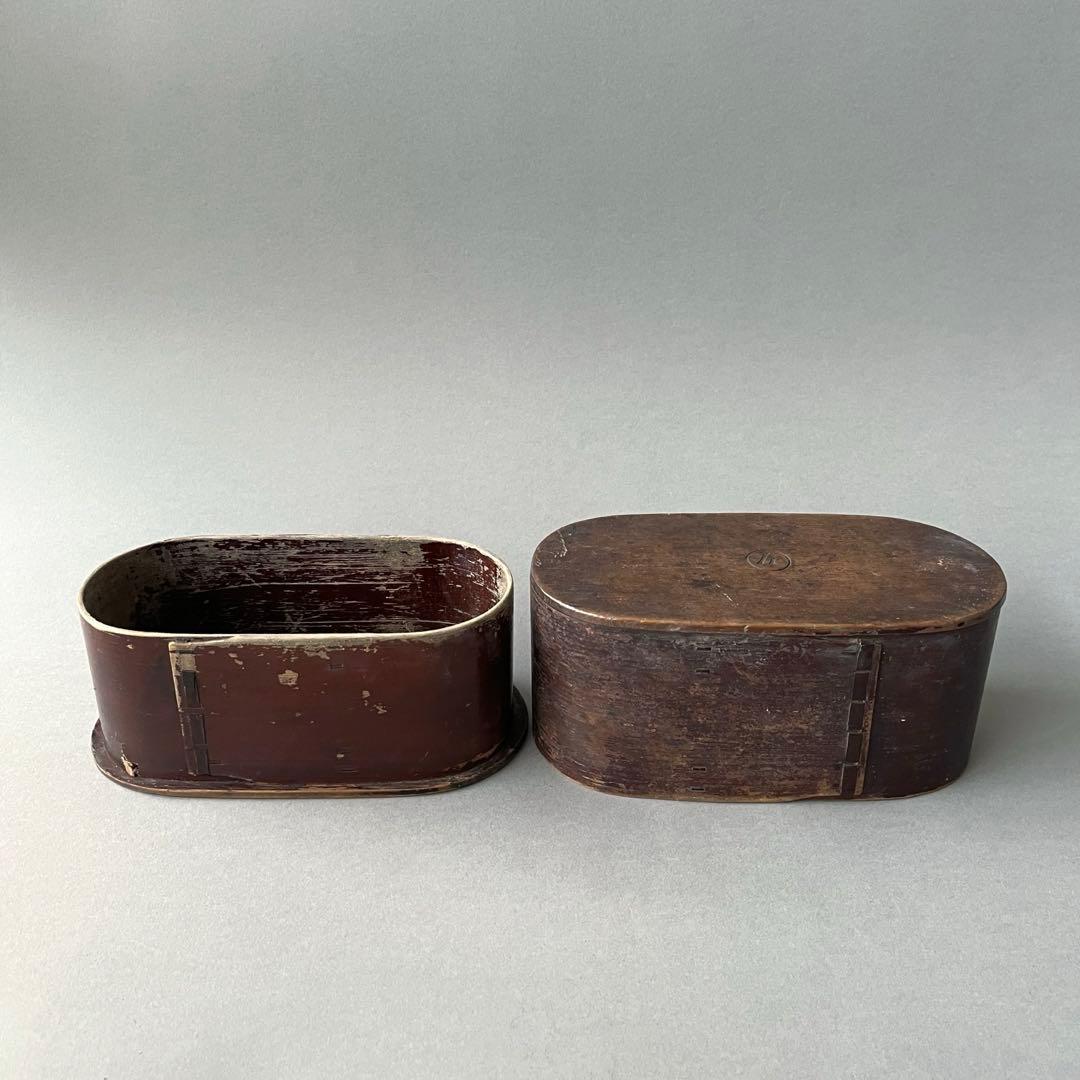 骨董 曲げわっぱ 蔵出し品 大小2点セット 丸二印