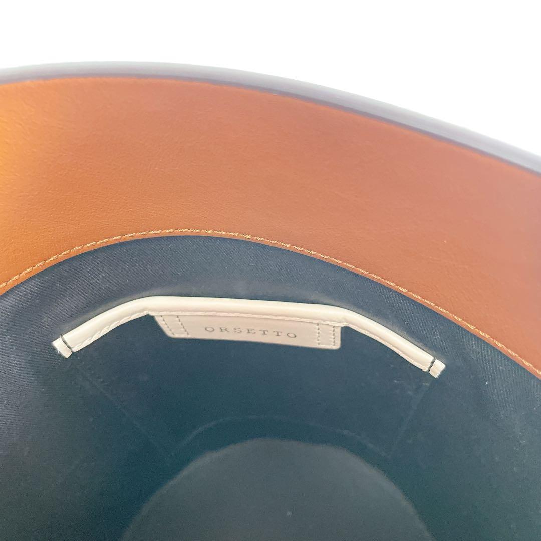 美品✨オルセット CORDAバケットバッグ ノット　牛革　巾着袋付き　バイカラー