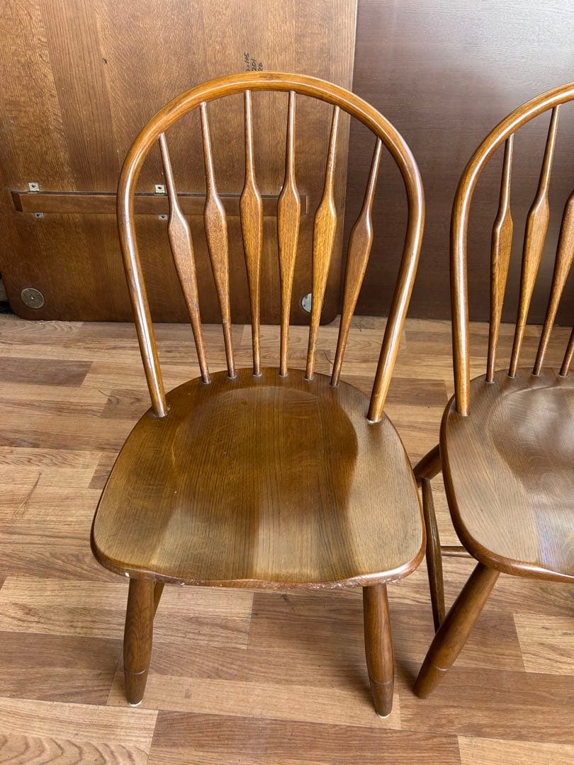 721 タモ材 ウィンザーチェア 2脚セット 北欧 木製 ダイニングチェア　美品