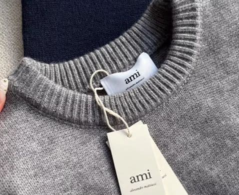 AMI PARIS グレー ハートロゴ ニットセーター M