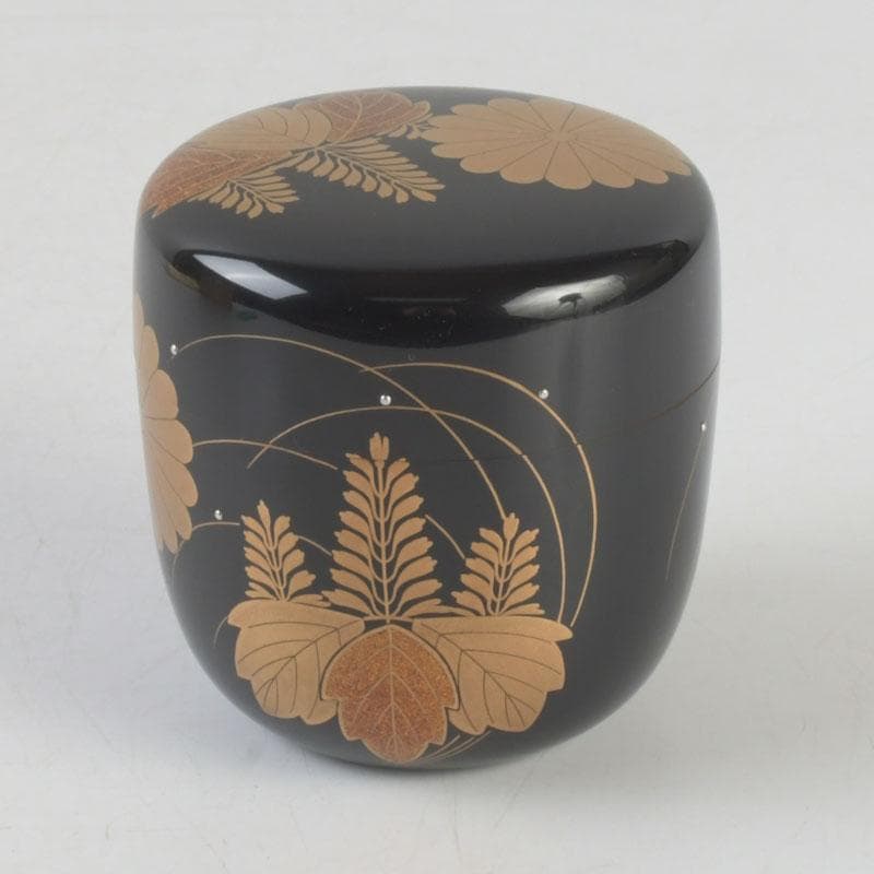 茶道具　呉藤童甫作　菊桐秋草蒔絵　大棗　堀内宗完(兼中斎)極め箱　V　9702