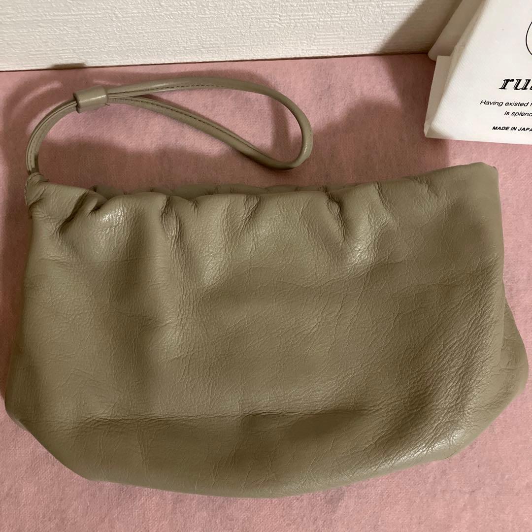 ☆☆お値下げ☆☆ラシット レザー巾着4WAYショルダーバッグ グレージュ