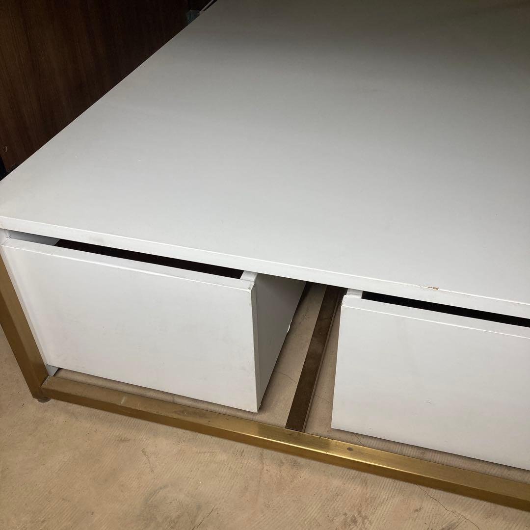 【引き取り限定】定価11万以上！店舗什器　トロッコ引き出し付き　３段テーブル