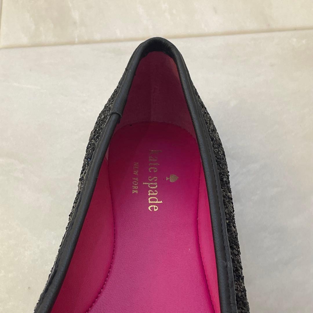 美品！ケイトスペード　グリッターパンプス　バレエシューズ　ブラック