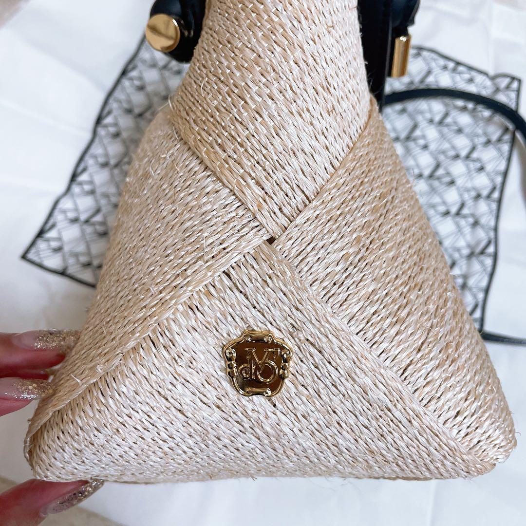 美品✨️VIOLAd'ORO かごバッグ ショルダーバッグ 天然素材 アバカ 本革