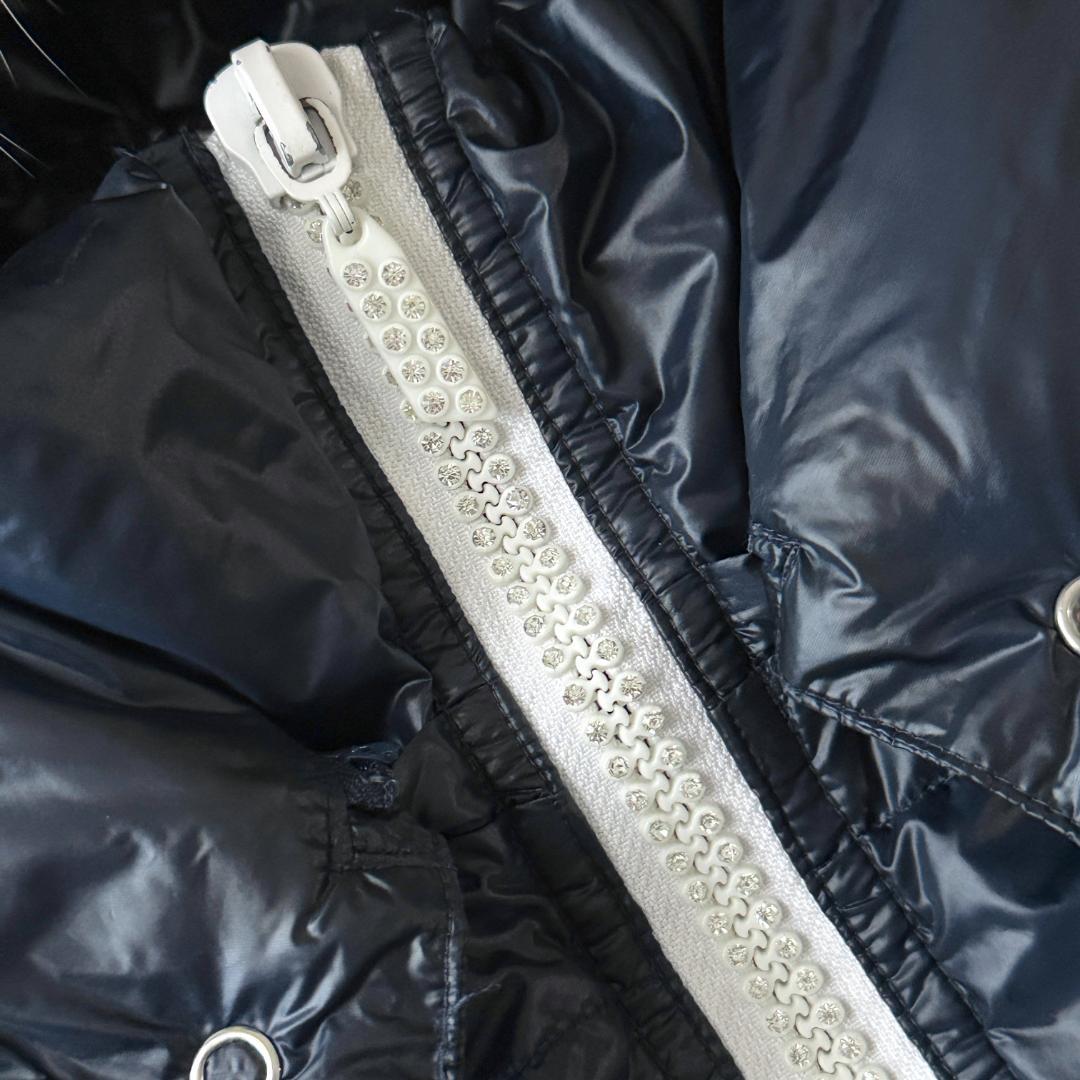 大きいサイズ✨マークアンドロナ ダウンベスト ラインストーン ファー 紺 XL