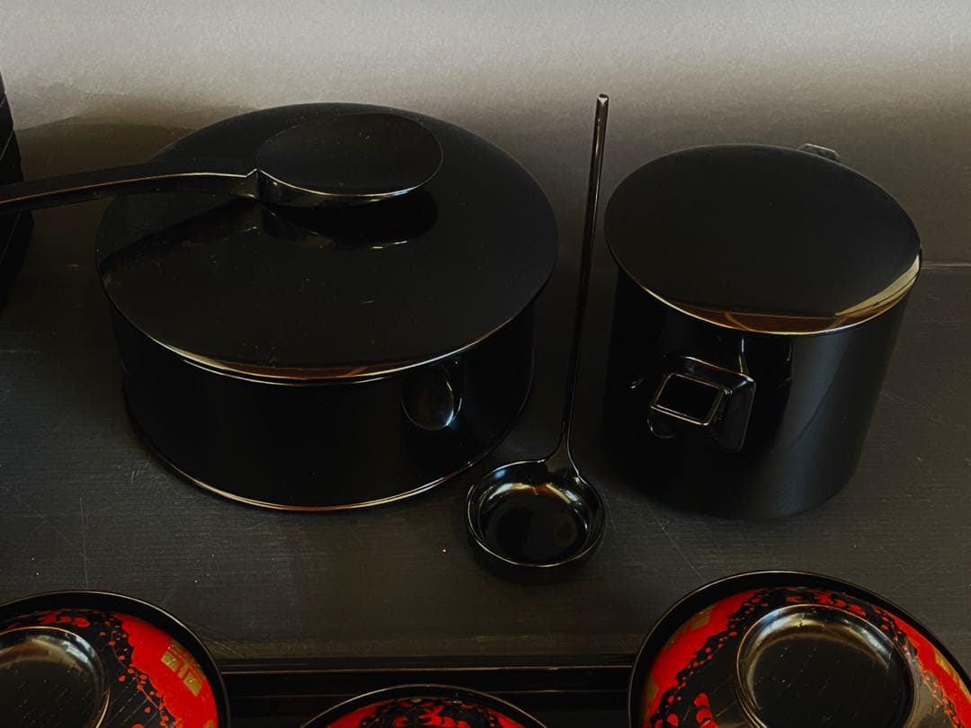 「母」 利休好 輪島塗 懐石具揃 懐石家具 懐石道具 五人前 木製（109あ③）