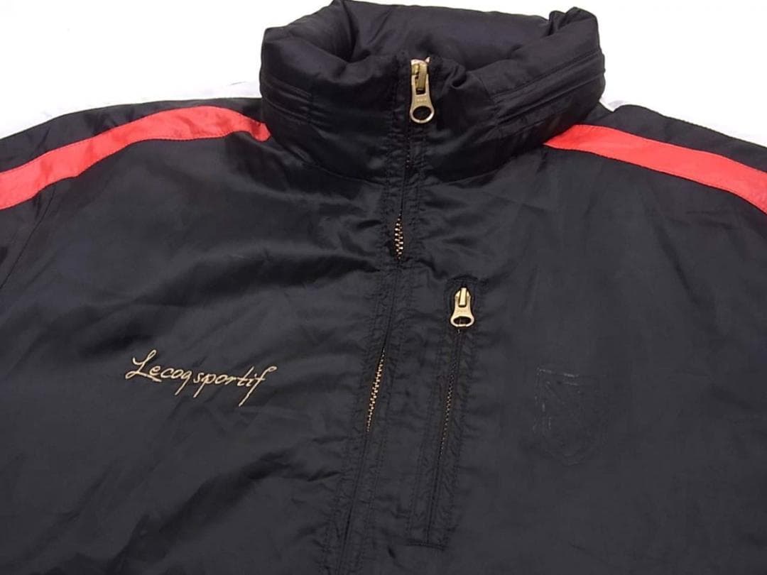 極美品　ルコック　 ジップ ジャケット　レディース L　刺繍 ロゴ　黒　ゴルフ