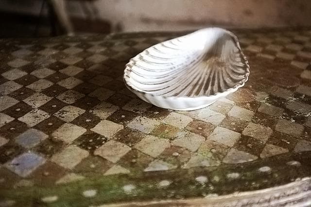 19世紀 金の貝と大きなラヴィエb パリ窯 プレート シェル アンティーク