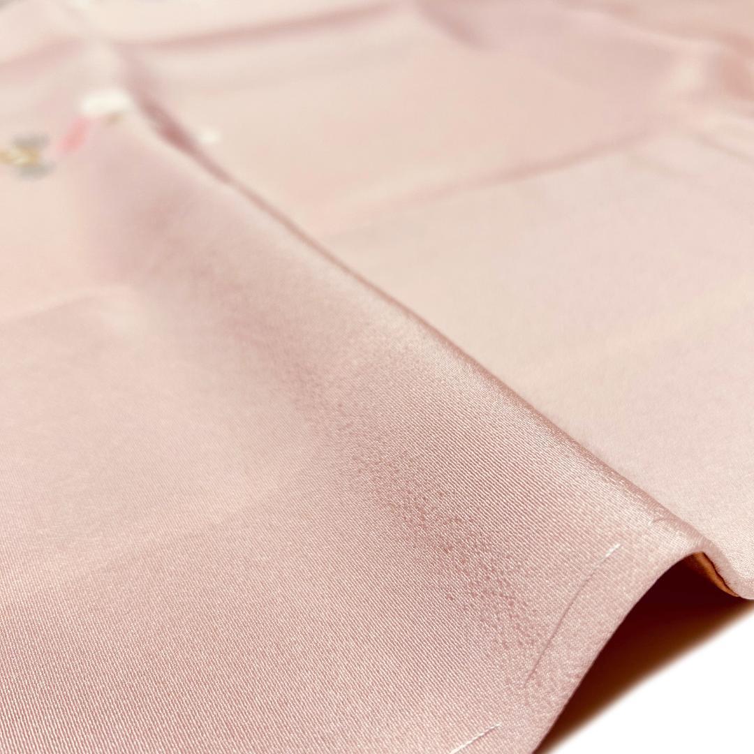 訪問着 着物 裄丈65 正絹 加賀友禅染 未使用 ピンクベージュ Ｍ寸 MWR