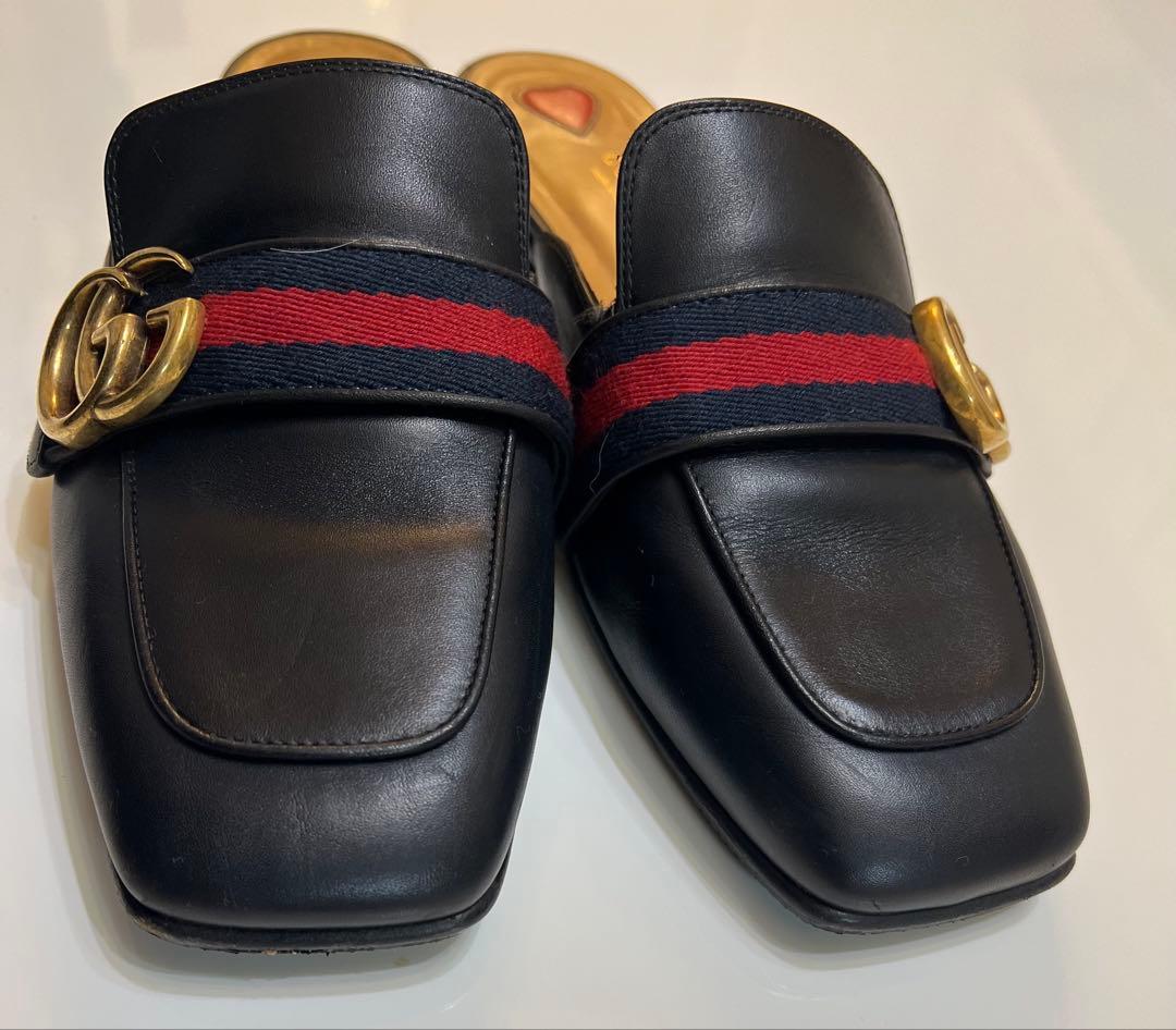 GUCCI ブラック スクエアトゥ ミュール