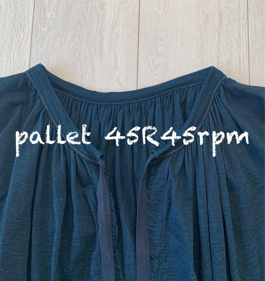 45R45rpm スーピマ天竺のギャザーブラウス(インディゴ)