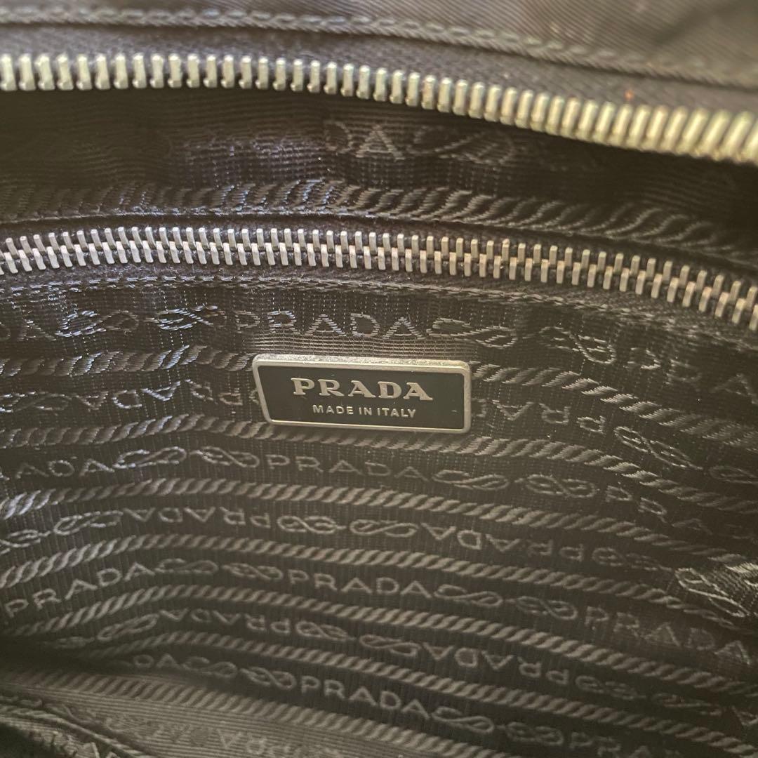 美品 PRADA ショルダーバッグ ナイロン レザー ブラック 三角ロゴプレート