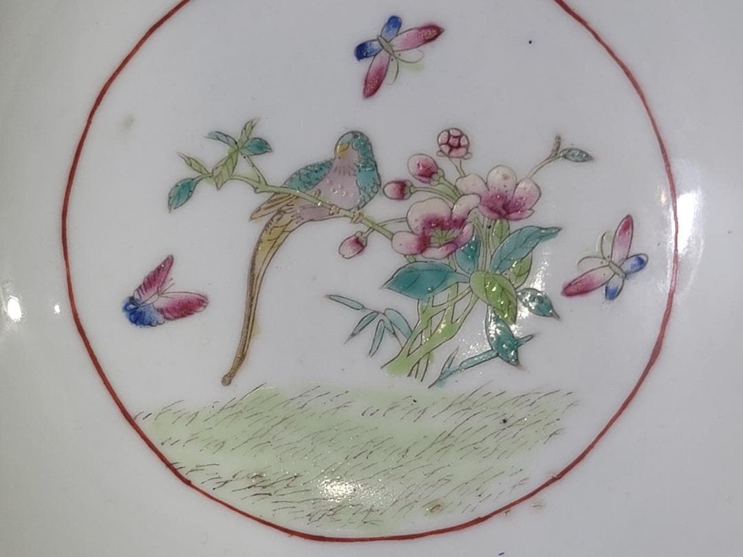 DT717 中国 色絵 蓋物 台付