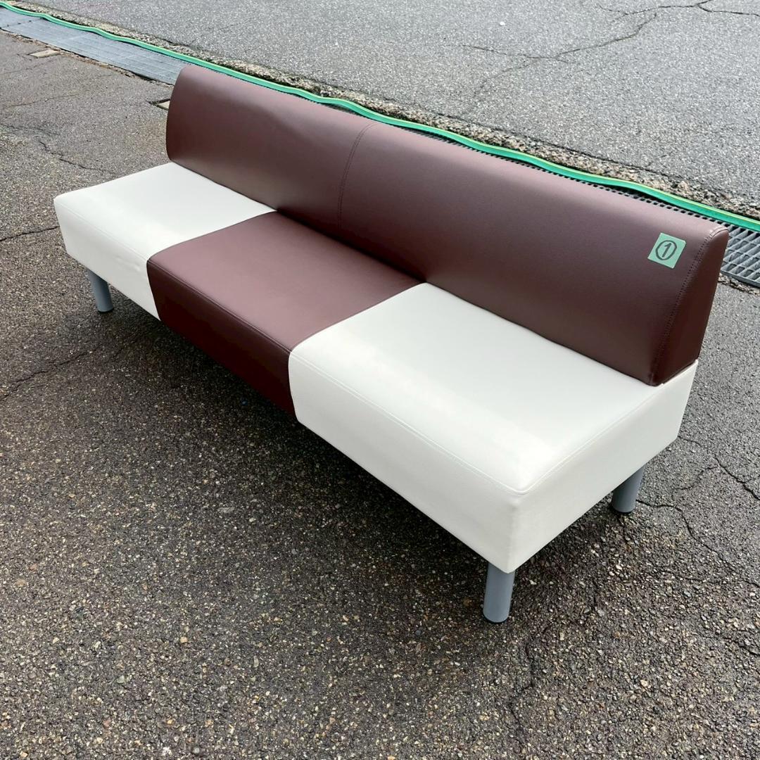 ロビーベンチ 3人掛け 背付き 長椅子 ソファ ロビーチェア ① A1289