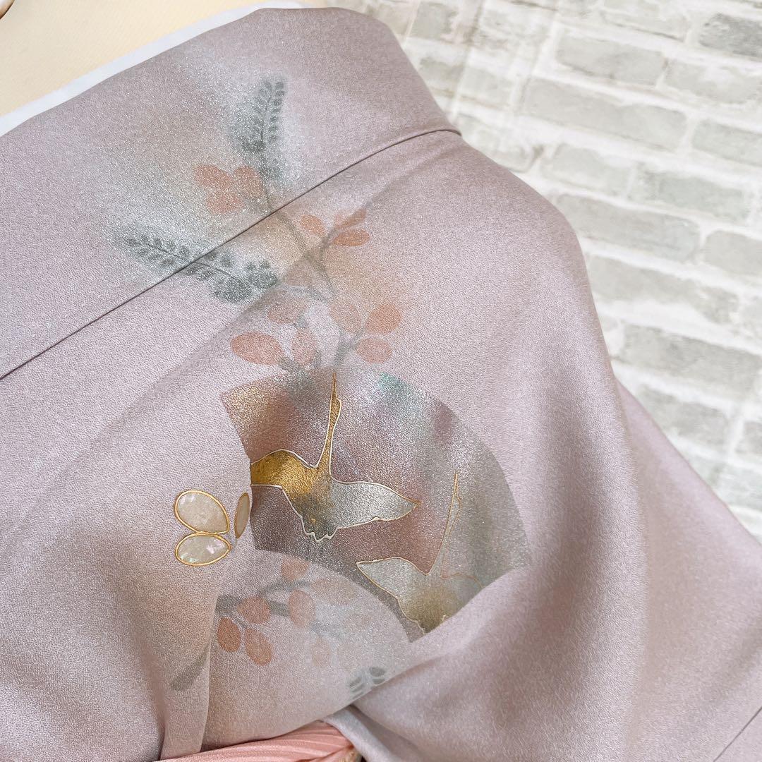 訪問着　フルセット　扇子　螺鈿加工　花々　金彩加工　入学式　卒業式　着物　Q5