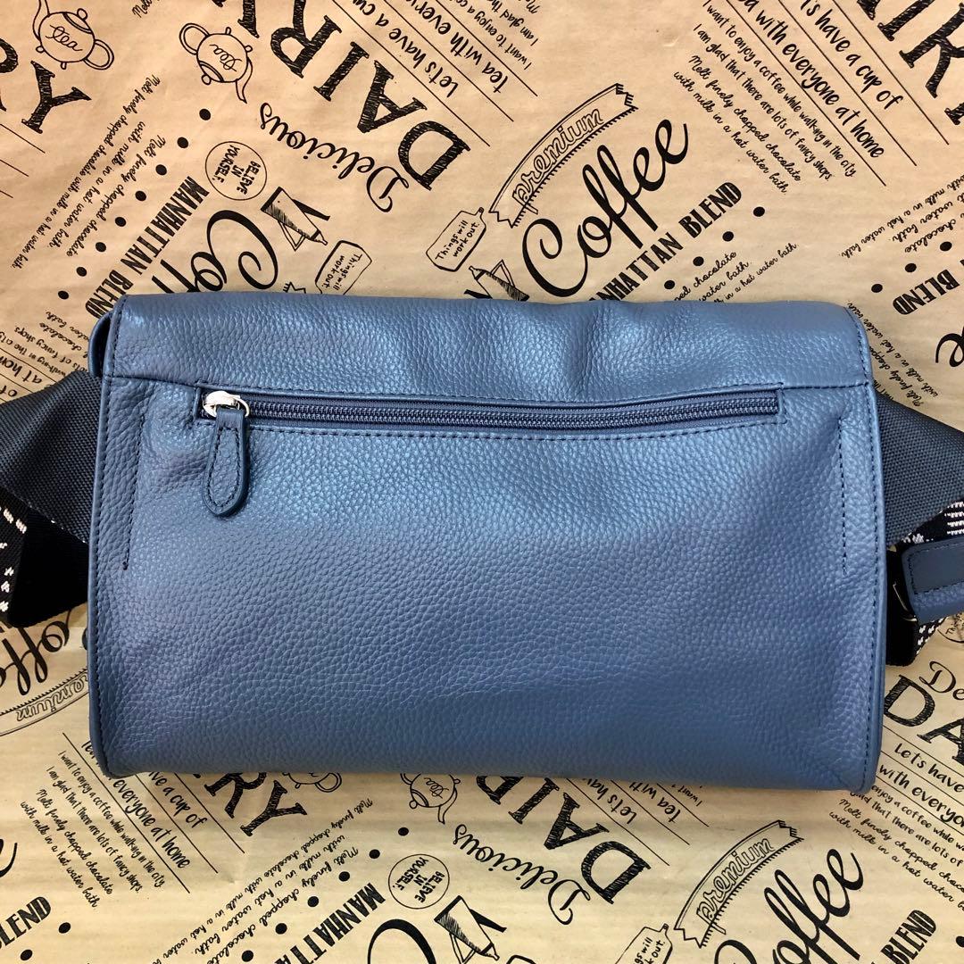 【美品】イアパピヨネ ショルダーバッグ タグ付 レザー ブルー S3030