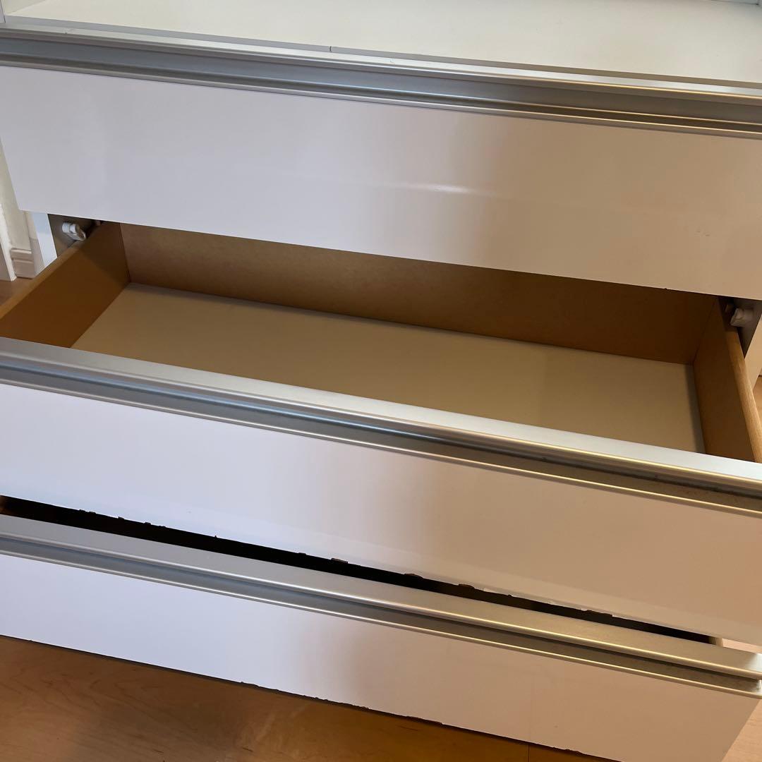 幅75㎝　ハンガーラック衣装収納ケース　白タンス　キャスター付き