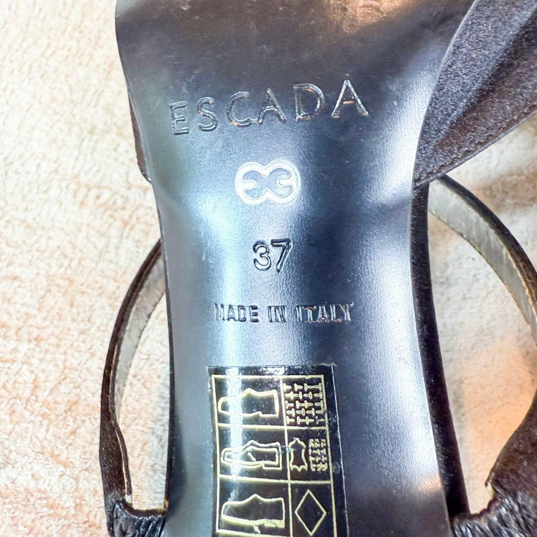 ESCADA エスカーダ ハートビジュー サテン ミュール 37 黒