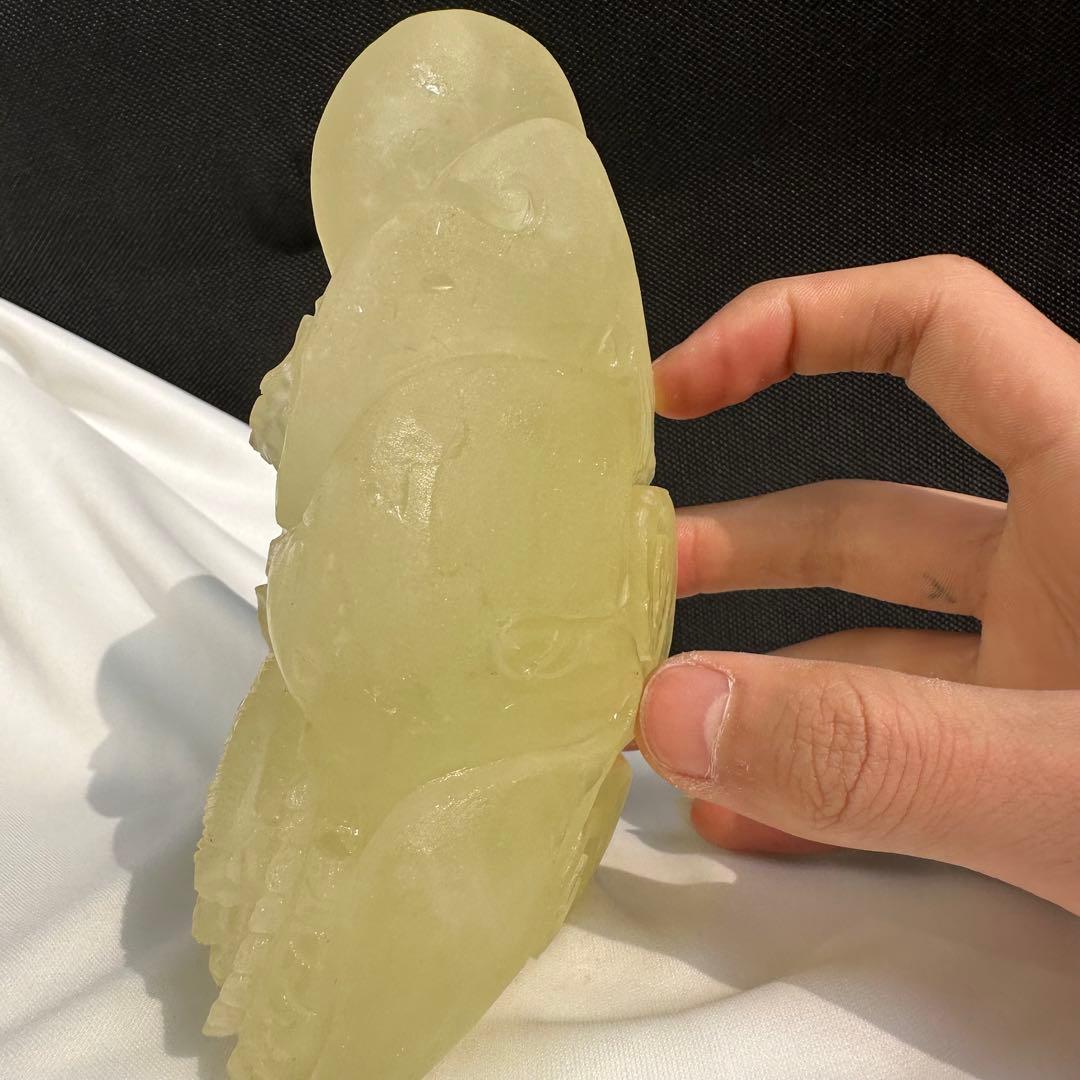 天然石シトリンの龍　置物　彫り物D.85