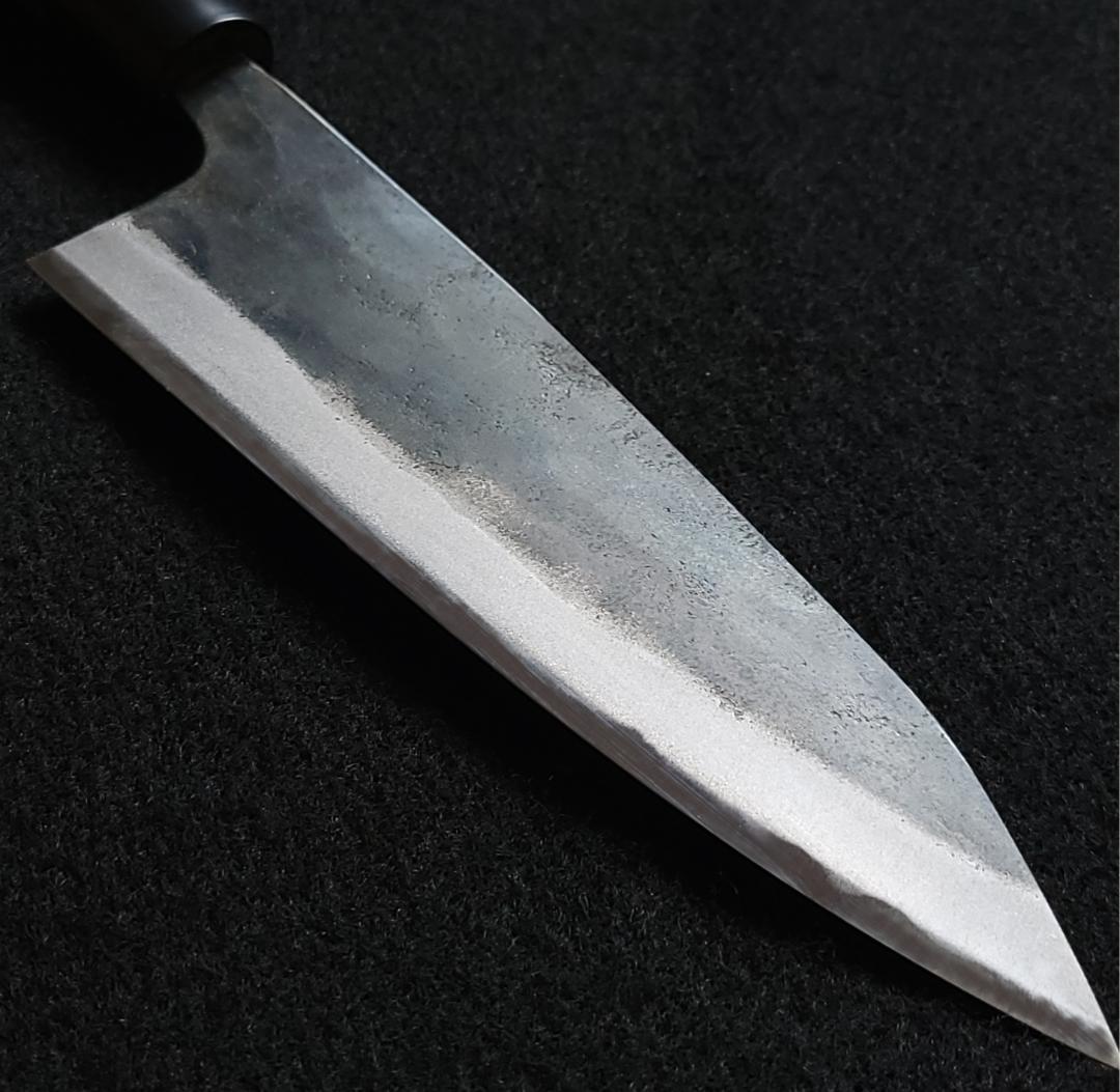 白紙1号 黒打 万能包丁 180㎜ #8101 焼柄 月光作 手作り