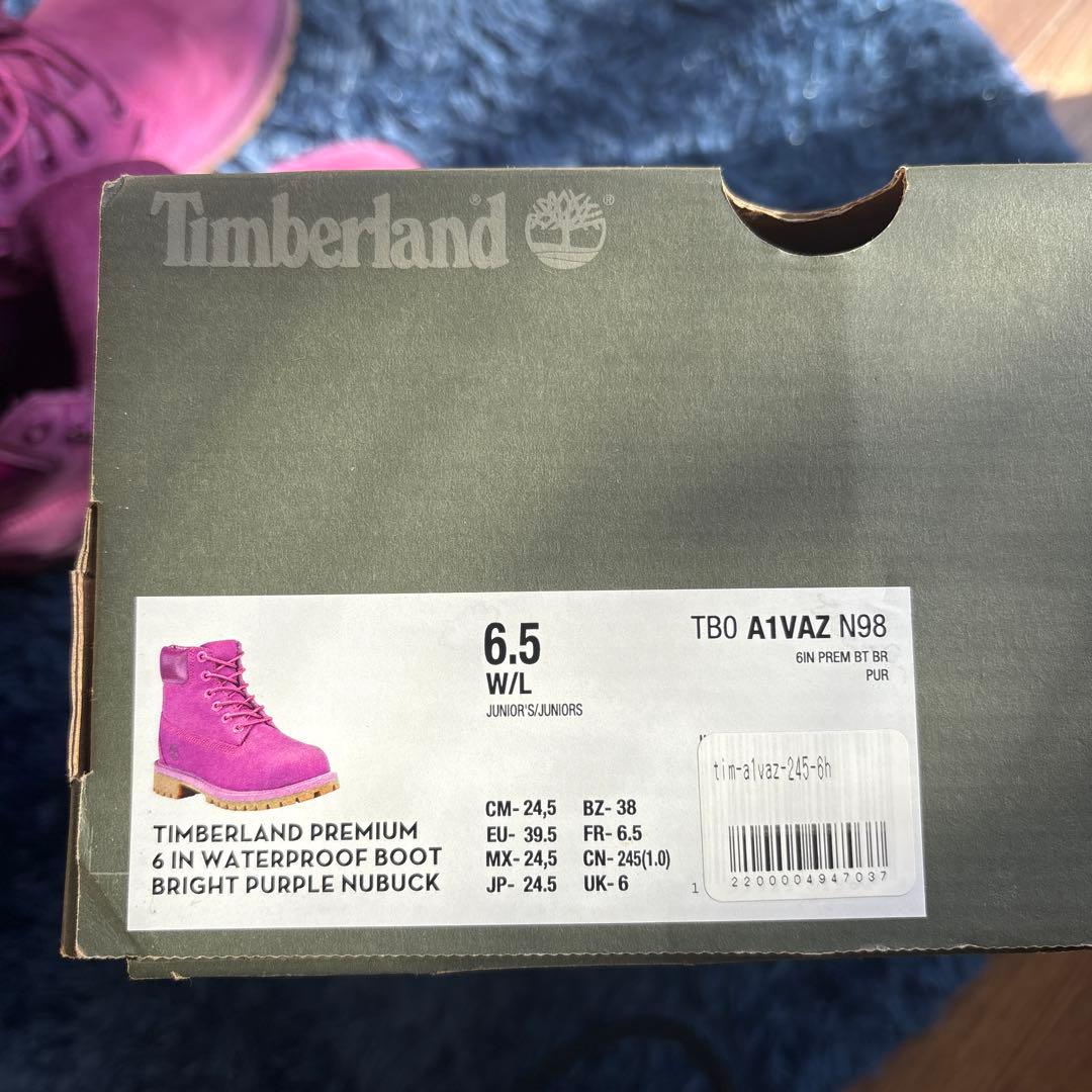 【美品】ティンバーランドプレミアム ブーツ 6インチ ヌバック パープル 箱あり