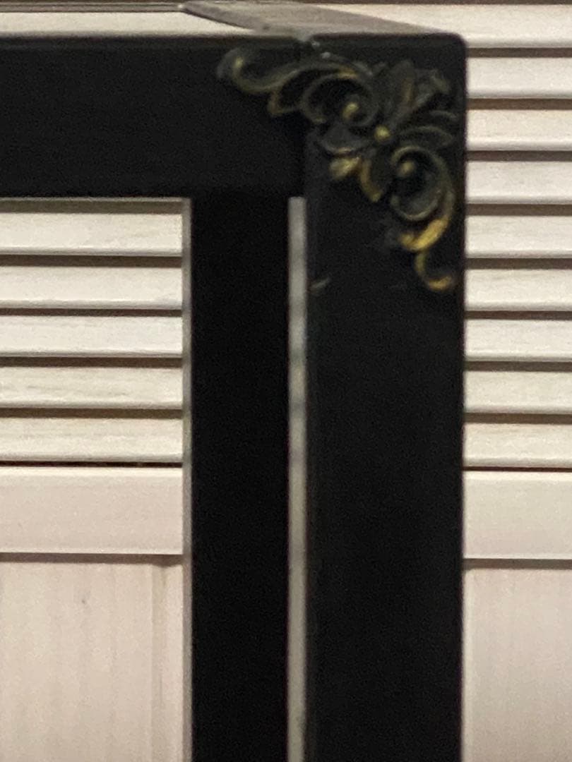 ゴシック ガラス天板 シェルフ♦️百合紋章♦️フルール ド リス♦️ブラック♦️送料込