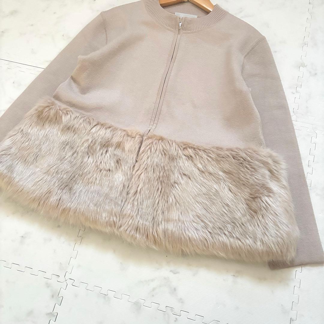 美品✨CELFORD エコファーコンビニットジャケット M ノーカラー ベージュ