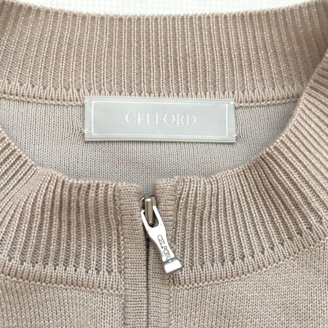 美品✨CELFORD エコファーコンビニットジャケット M ノーカラー ベージュ
