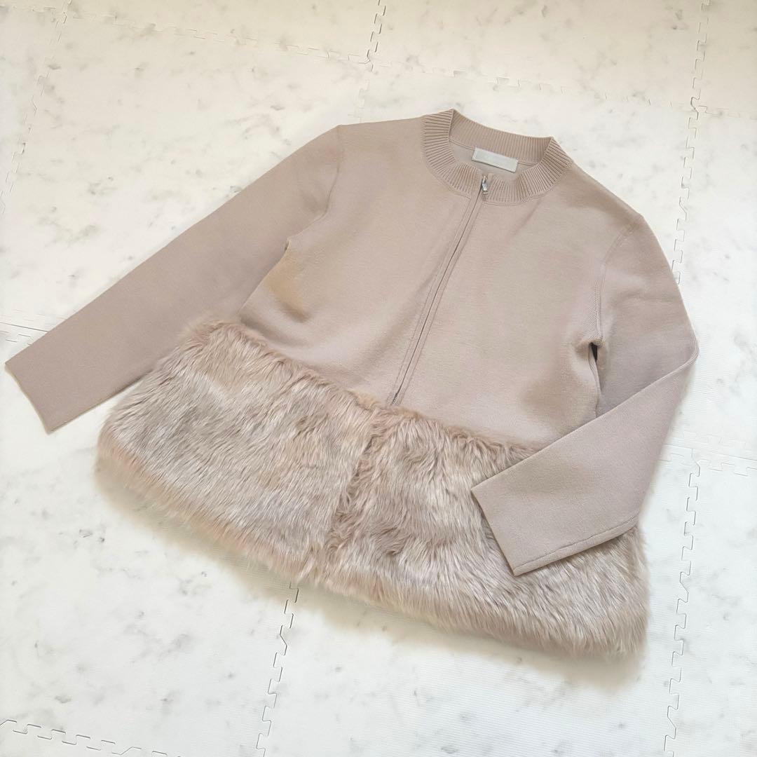 美品✨CELFORD エコファーコンビニットジャケット M ノーカラー ベージュ