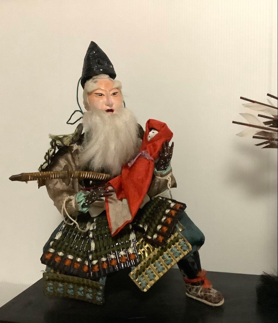 十軒店久月♪戦前の武者人形♪五月人形♪神功皇后と武内宿禰♪共箱入♪手指欠け