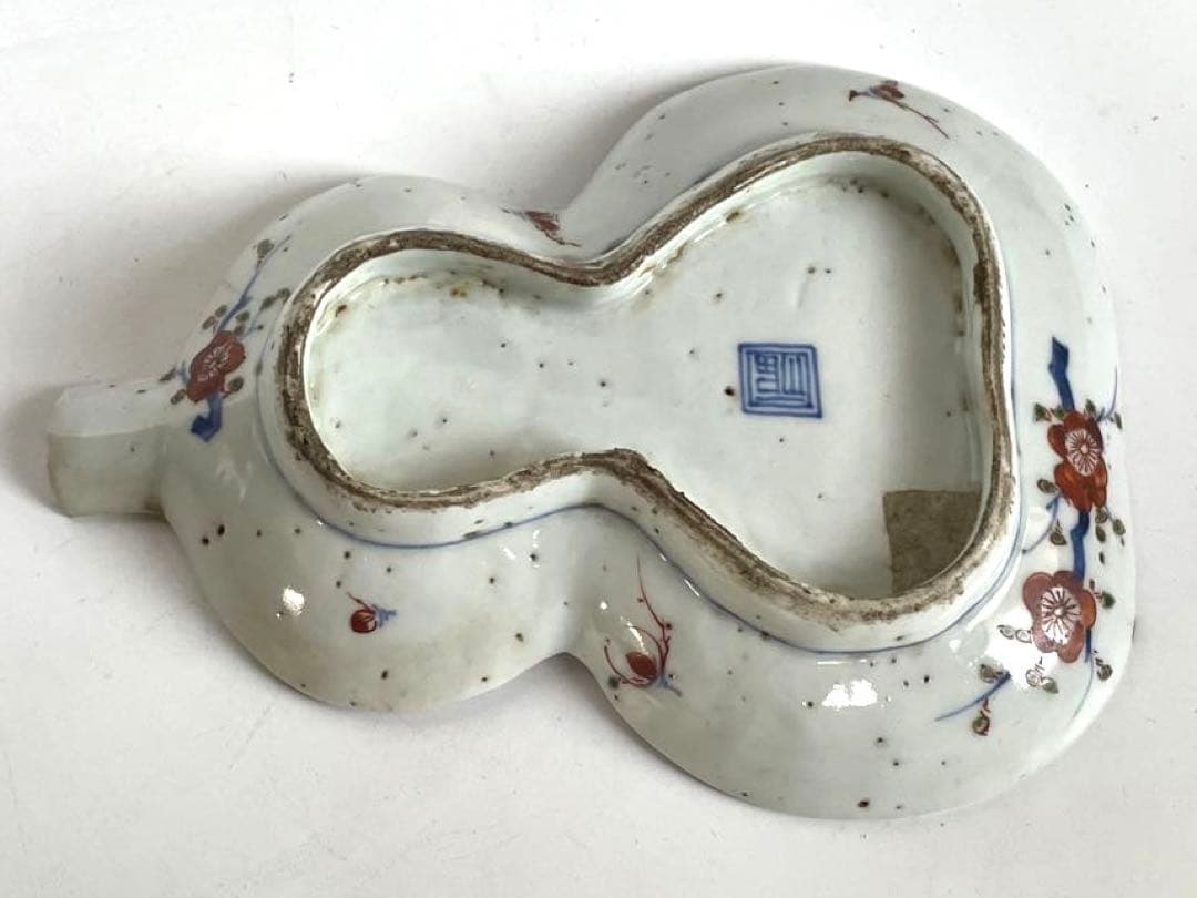 #2 骨董　アンティーク　色絵古九谷　色絵山水文瓢形向付　変形皿　古九谷