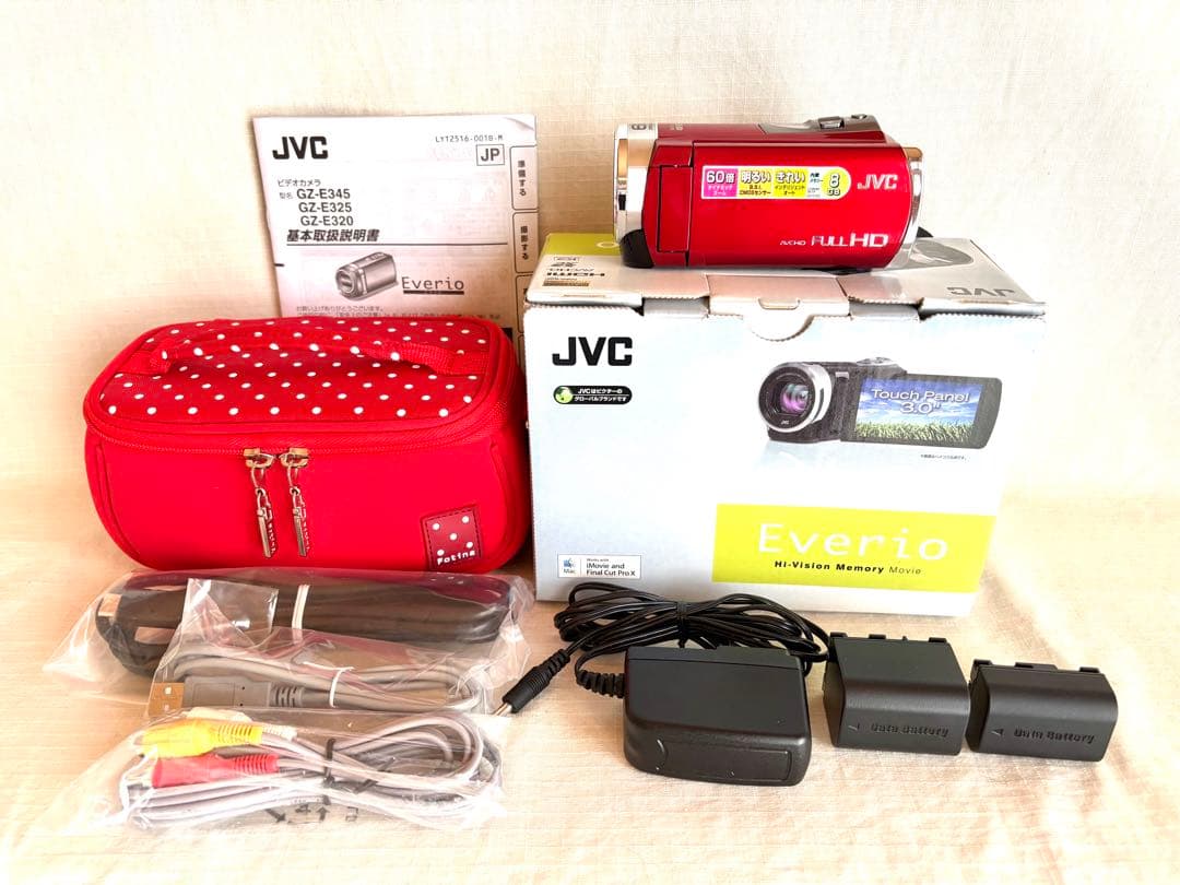 【超美品】JVC Everio GZ-E325-R ビデオカメラ　付属品完備