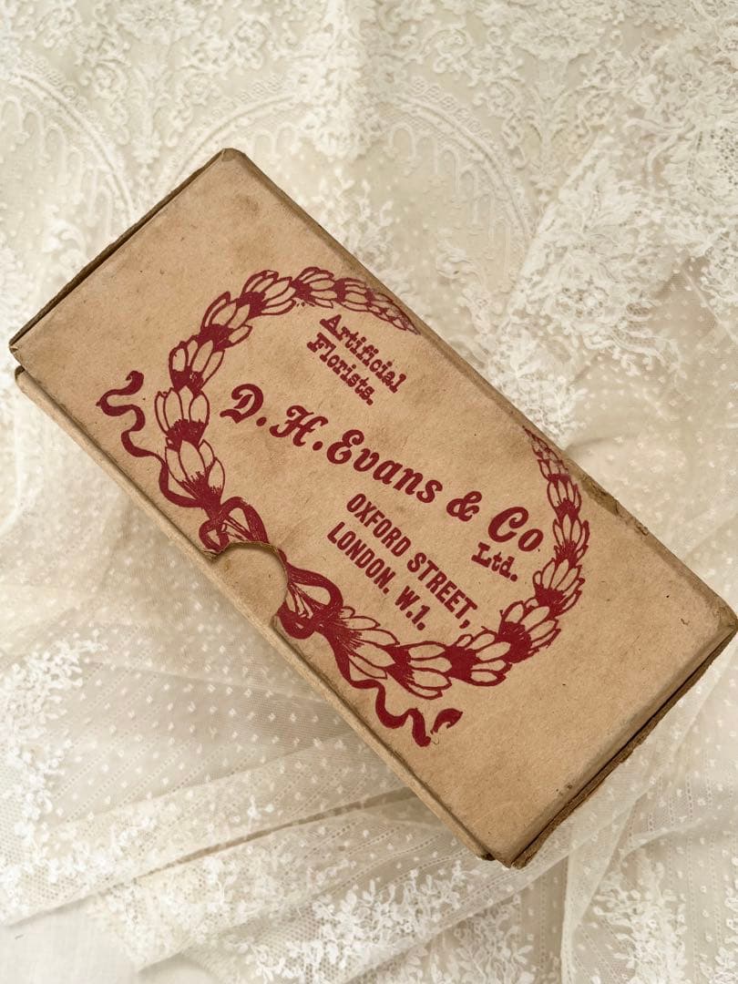 アンティークイギリスウェディング花冠ティアラ布花ガーランド紙箱紙もの