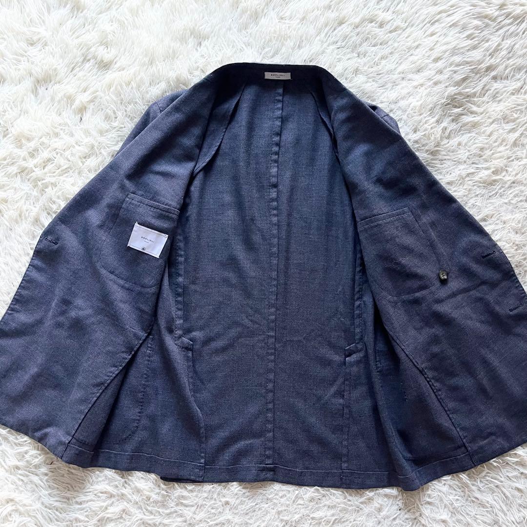 <極美品>BOGLIOLI 新ロゴ ブルー ウール ダブルジャケット サイズ50