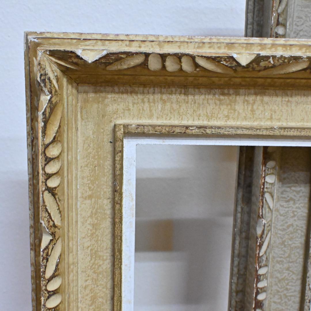 【額縁】4枚セットF6&F4☆木製油彩額・枠のみ・グレー・ベージュ・アンティーク