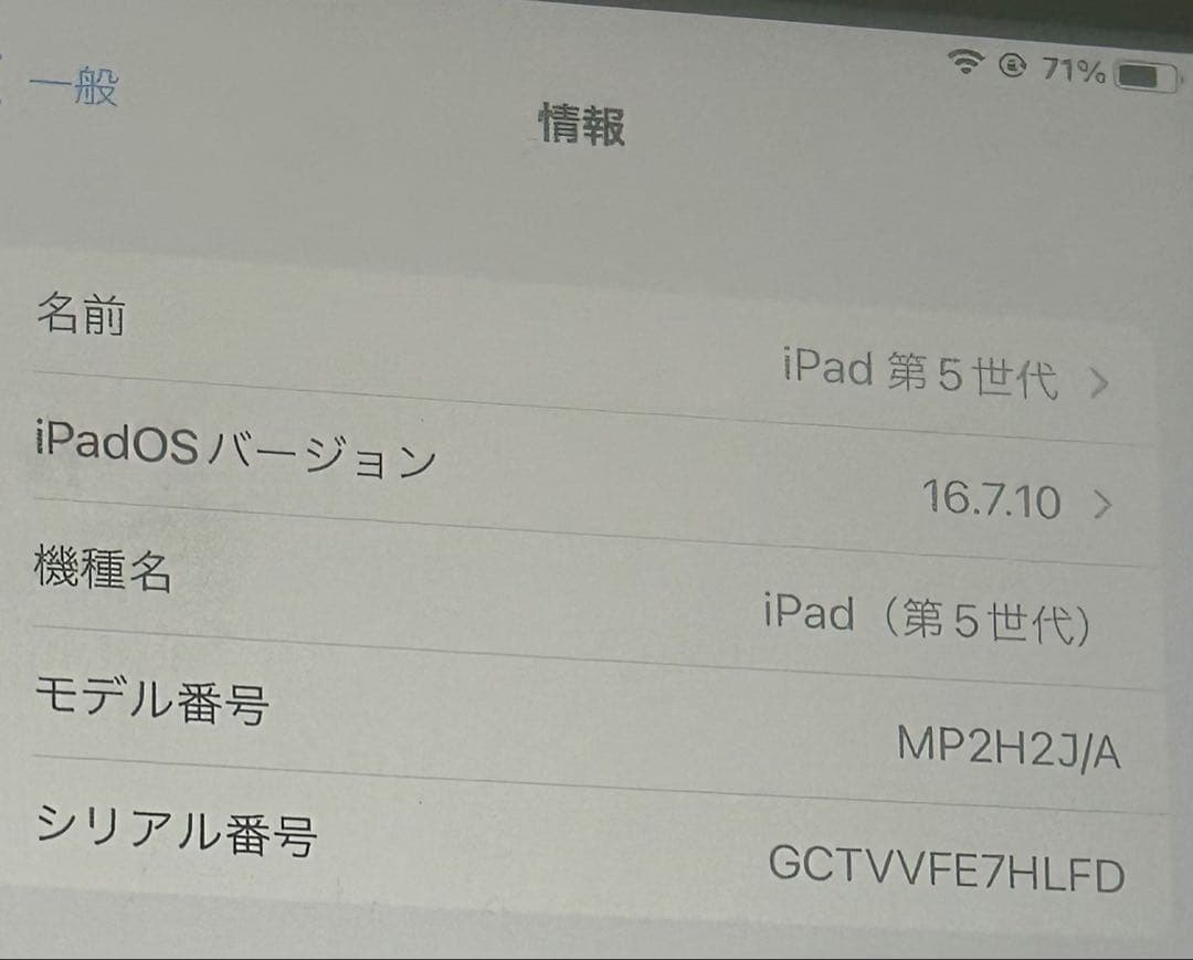 iPad 本体 第5世代【バッテリー最大容量97％】