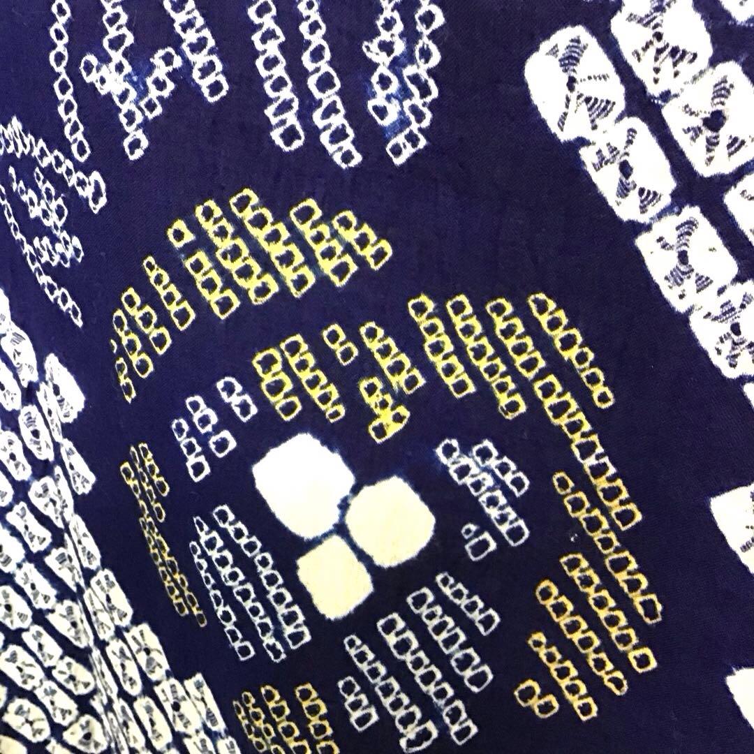 未使用☆本場有松絞り☆誂え浴衣☆紺色☆ばら☆身丈168☆裄丈68☆