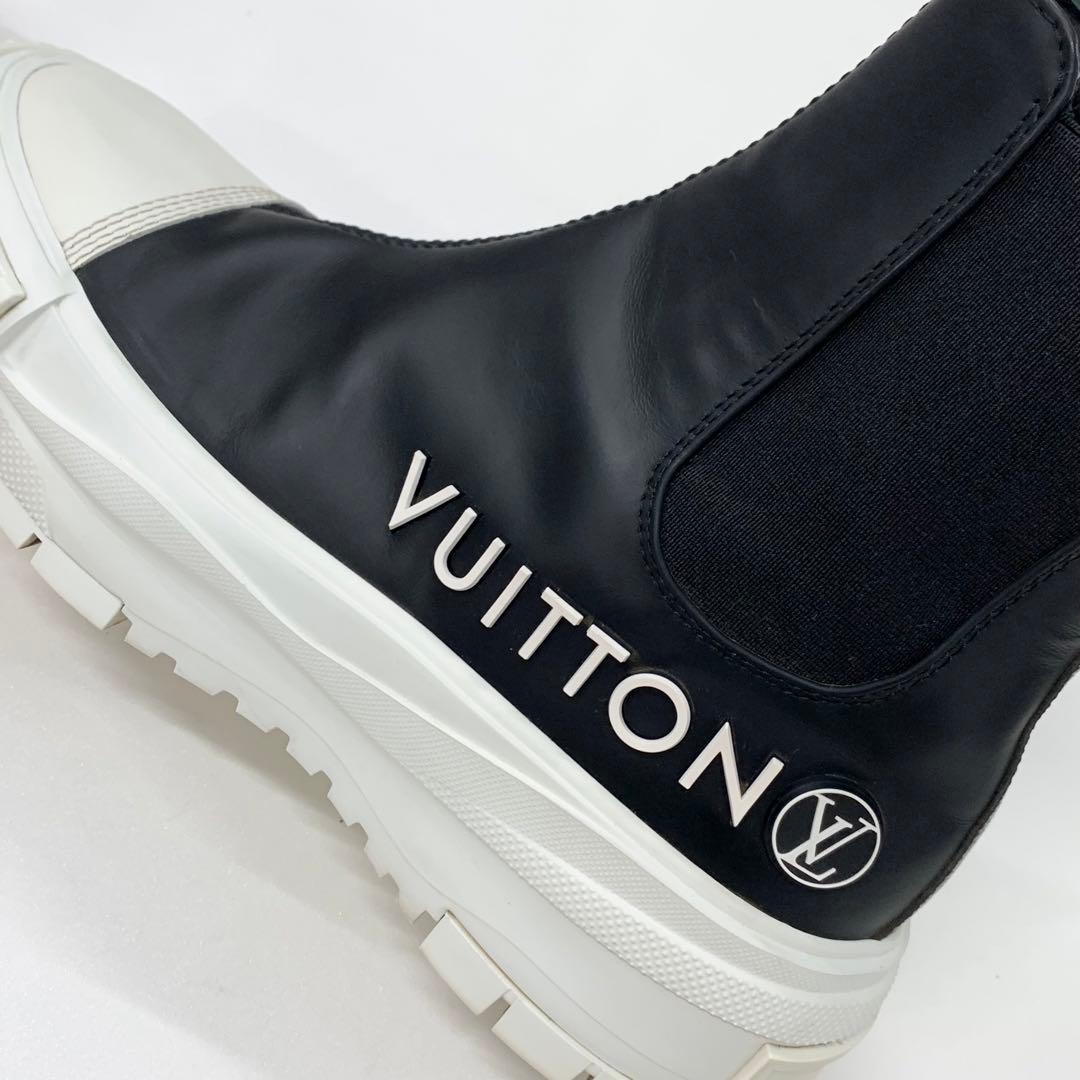 ヴィトン スクァッドライン モノグラム レザー ロゴ サイドゴア アンクルブーツ