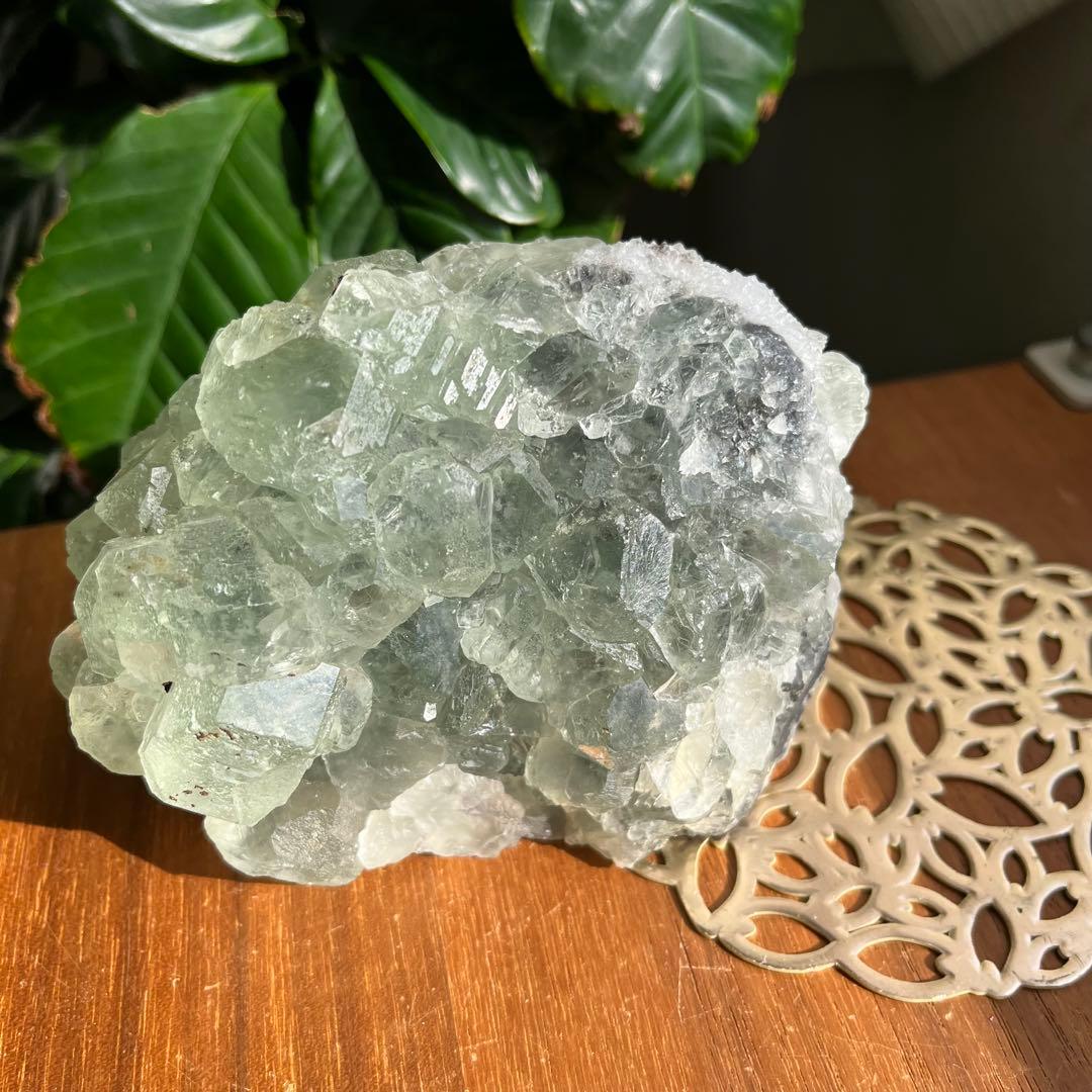 天然石 湖南省産 大型グリーンフローライト原石991g