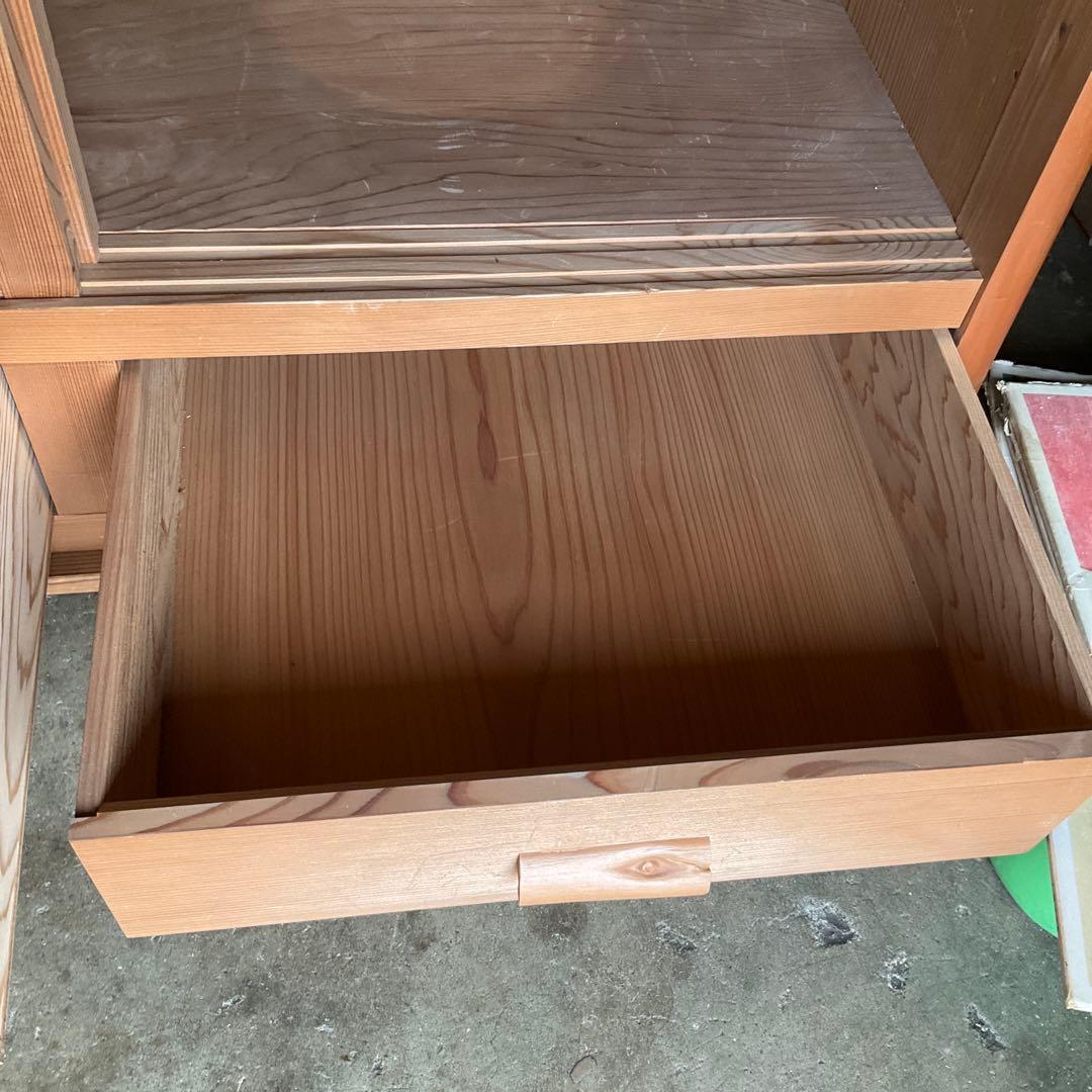 伝統工芸高級水屋道具杉無垢材網代引戸アジロ茶道具煎茶棚置水屋茶箪笥飾り棚和家具