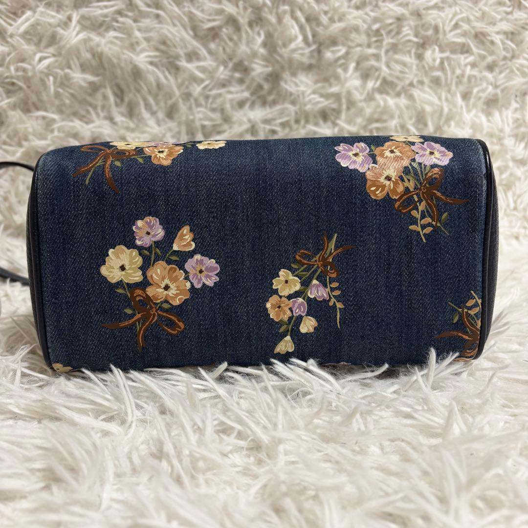 ✨希少✨コーチ ショルダーバッグ 花柄 デニム ゴールド金具 2way ネイビー