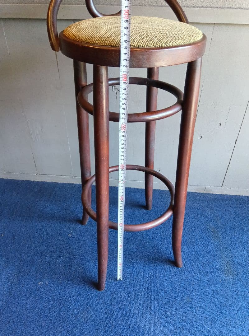 木製バースツール 背もたれ付き 全長約86cm ヴィンテージ